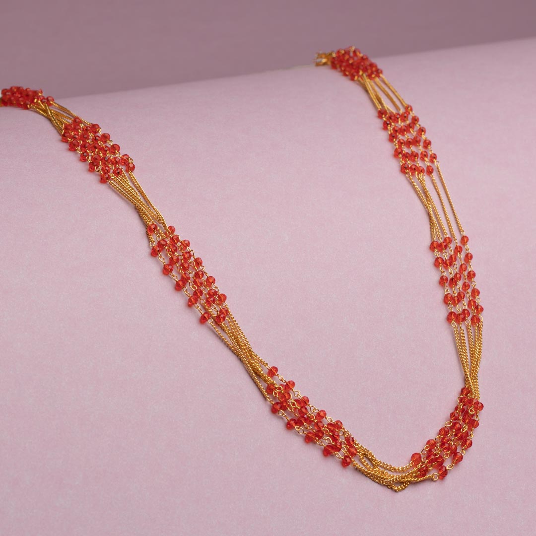 Traditional Pearl & Coral Necklace In 22K Gold By Lagu Bandhu - Lagu Bandhu
