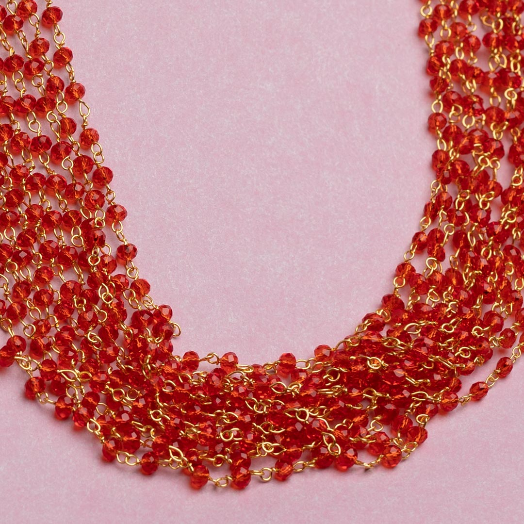 Orange stone multi lines necklace hydro beads necklace 9 lines orange