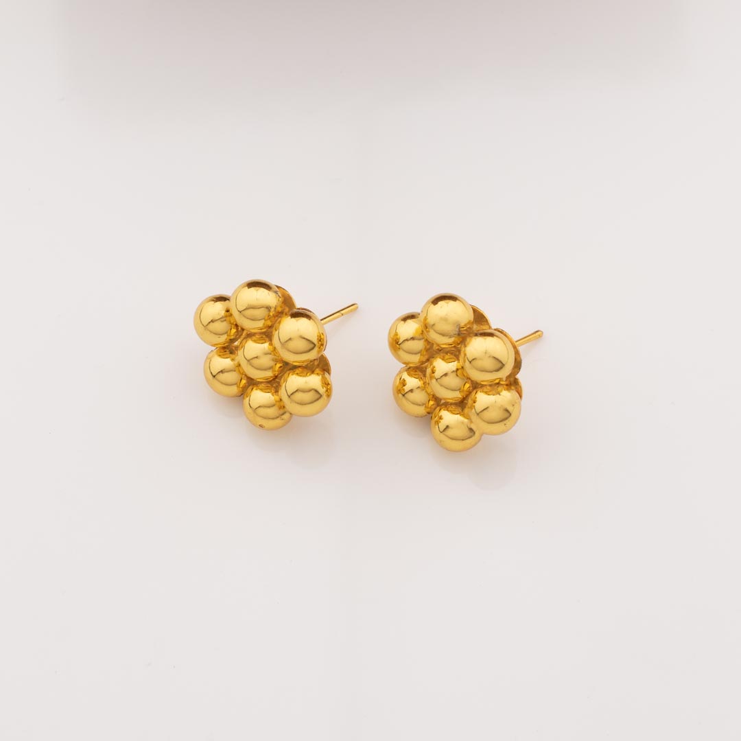 Exquisite Floral Gold Stud Earrings