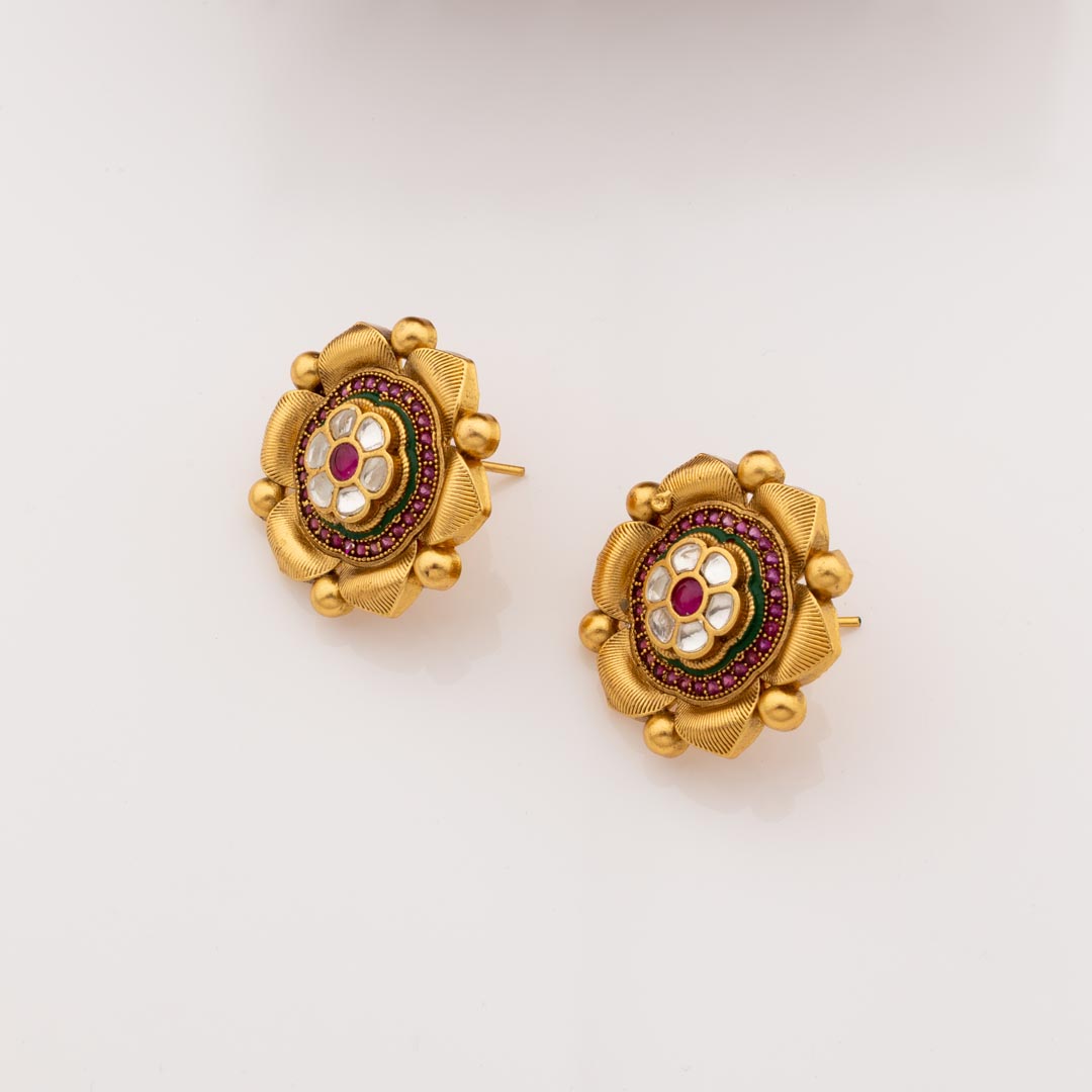 Vintage Enamel Ball Stud Earrings