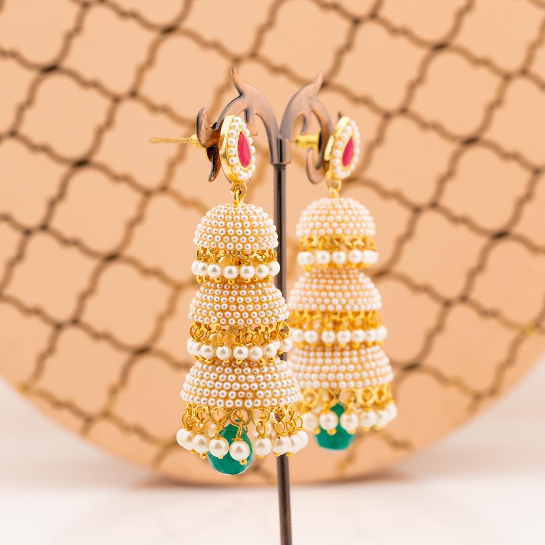 Combo Graceful Earrings Kundan Jhumka Earrings With Beautiful Pearl's  Traditional Collection