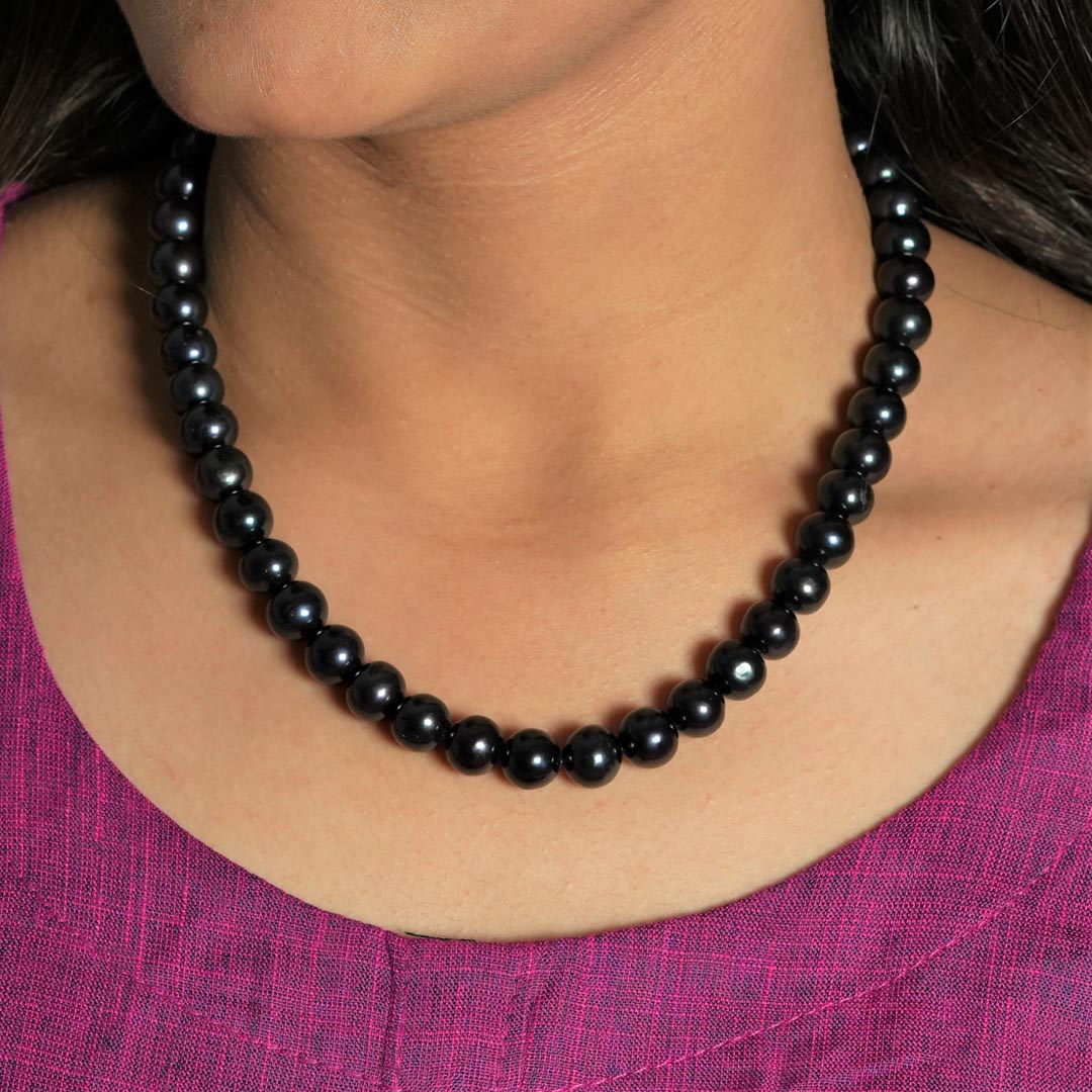 8-11mm Black Tahitian Pearl 14kt White Gold Strand Women's Necklace, 17 -  Walmart.com